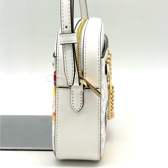 Michael Kors Large EW Zip Chain Xbody Crossbody Bag Optic White Multi - Picture 3 of 11